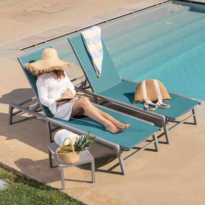 ENSEMBLE BAINS DE SOLEIL DUNA + TABLE BASSE