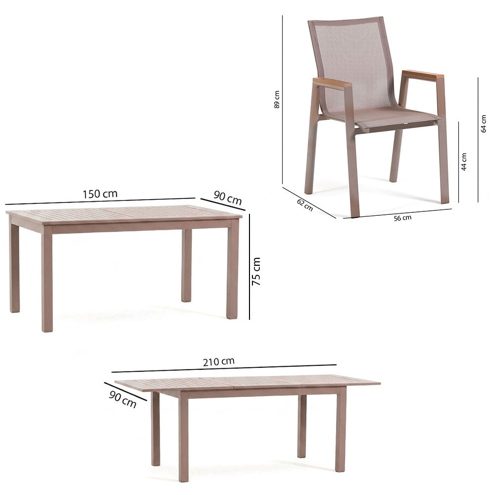SALON REPAS EXTENSIBLE ALVARO + 6 DEVA