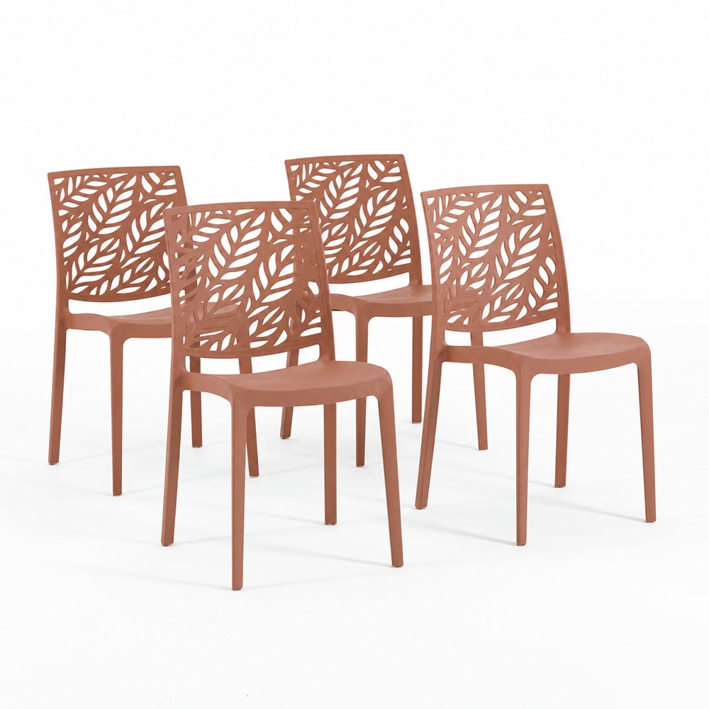 Dafne – sedia in polipropilene con schienale a foglia, colore terracotta